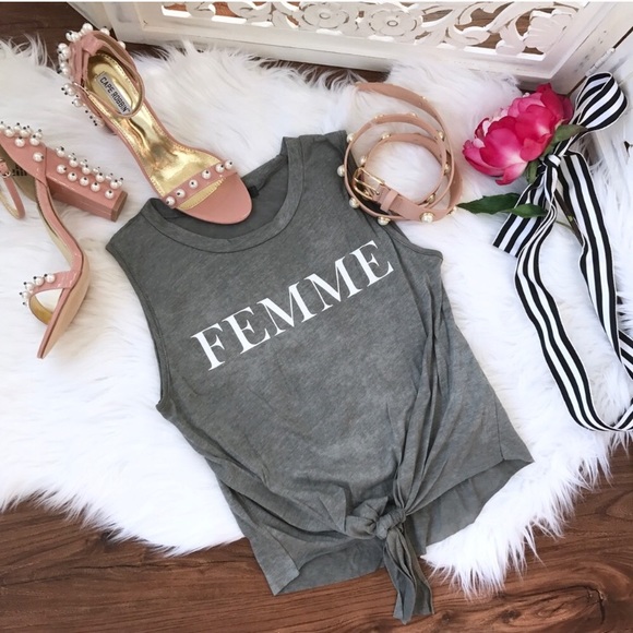 Tops - Femme Tie Waist Muscle Tank